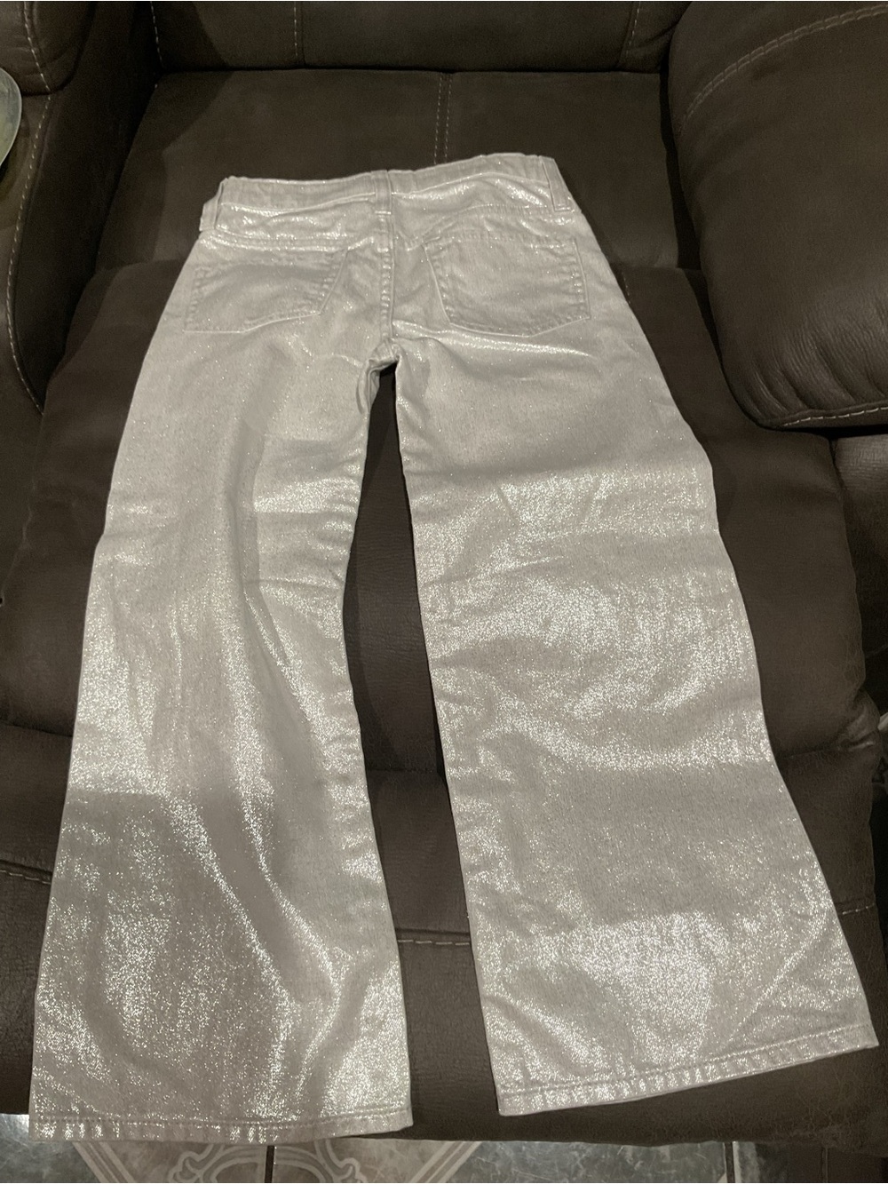 Old Navy Silver Shimmery Wide-Leg Jeans